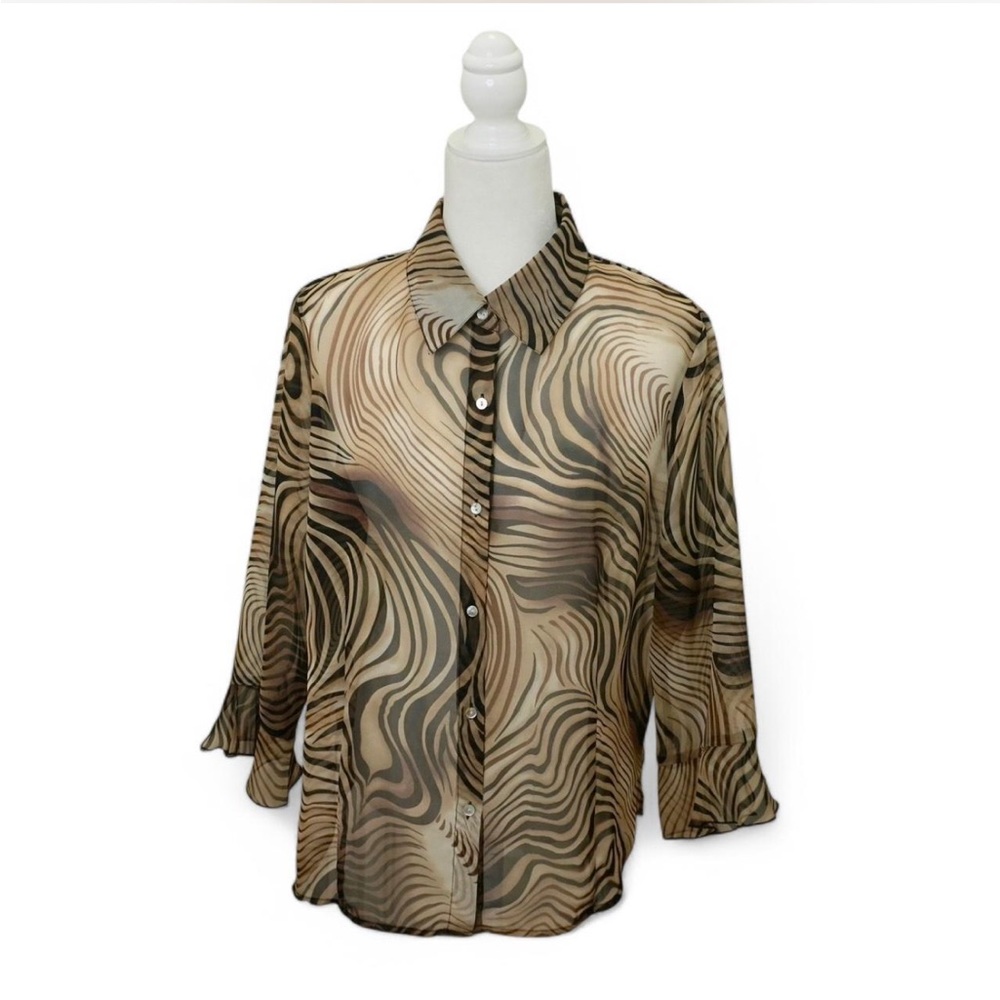 💜 VINTAGE NICOLA Sheer Pattern Button Down (L)
